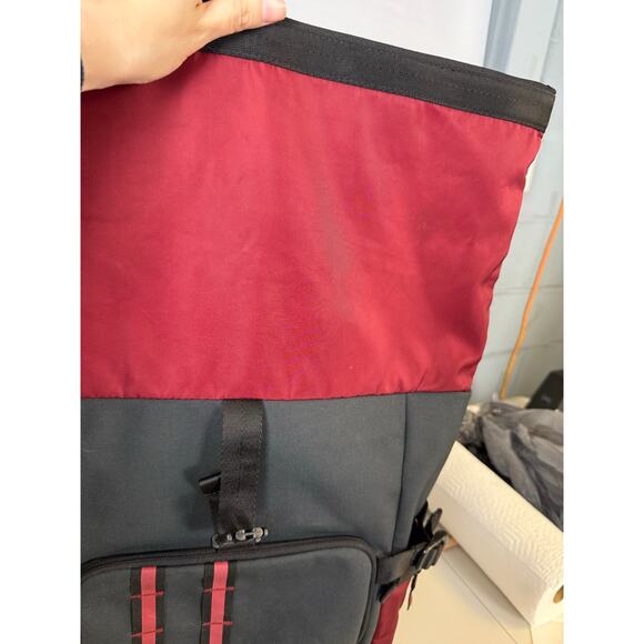 OAKLEY Utility Rolled Up Backpack Roll Top Bag Dull Onyx Red Y2k - Picture 13 of 14